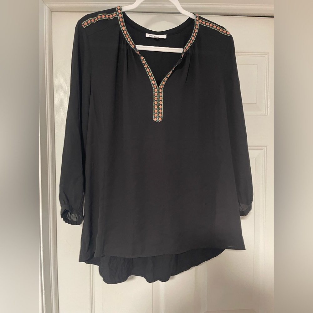 DR2 Black Tunic with Colorful Trim